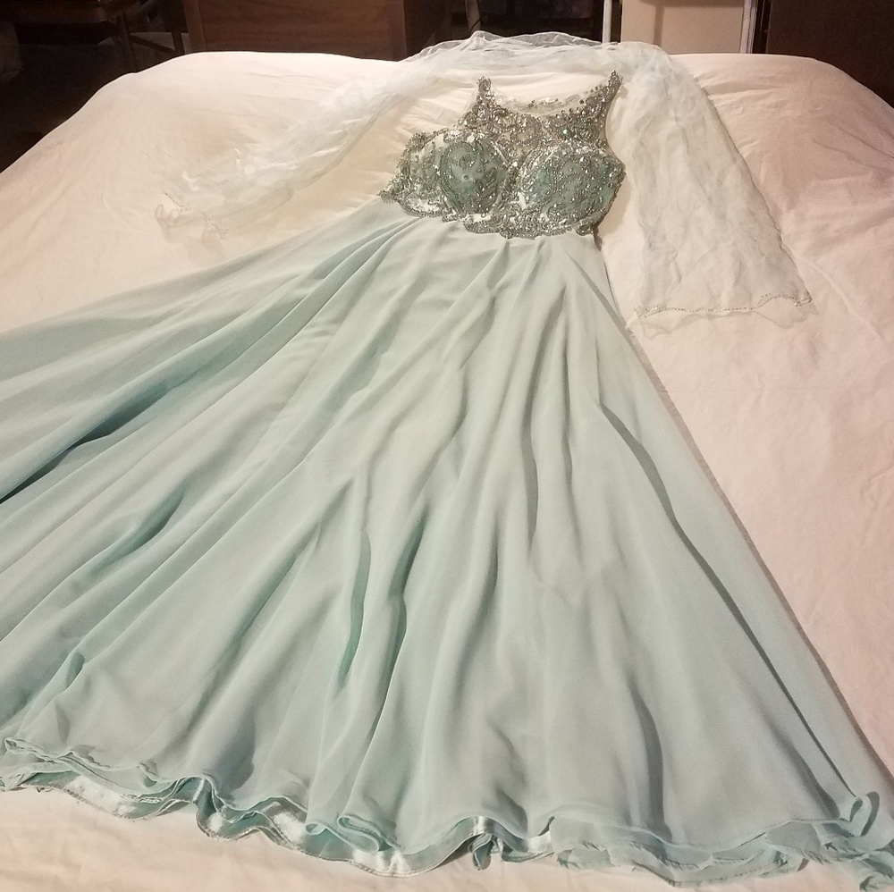 Aqua PromGirl Prom Dress Size Large - Picture 1 of 7